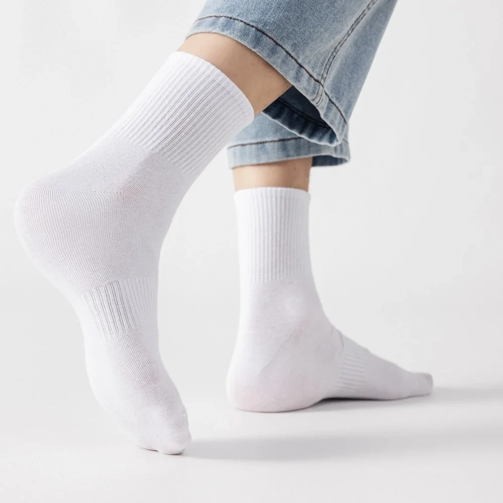 6 Pairs Plus Size EUR45-50 Men Socks High Quality Cotton Ankle Socks Black White Grey Crew Socks Sports