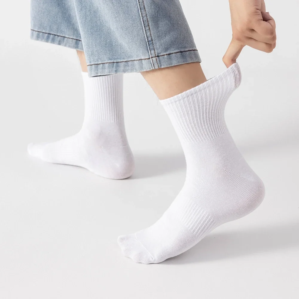 6 Pairs Plus Size EUR45-50 Men Socks High Quality Cotton Ankle Socks Black White Grey Crew Socks Sports