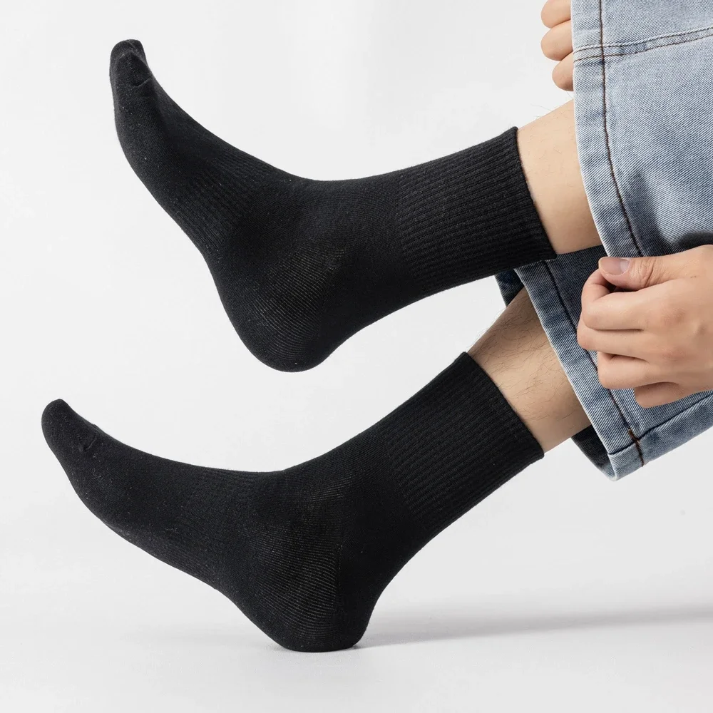 6 Pairs Plus Size EUR45-50 Men Socks High Quality Cotton Ankle Socks Black White Grey Crew Socks Sports