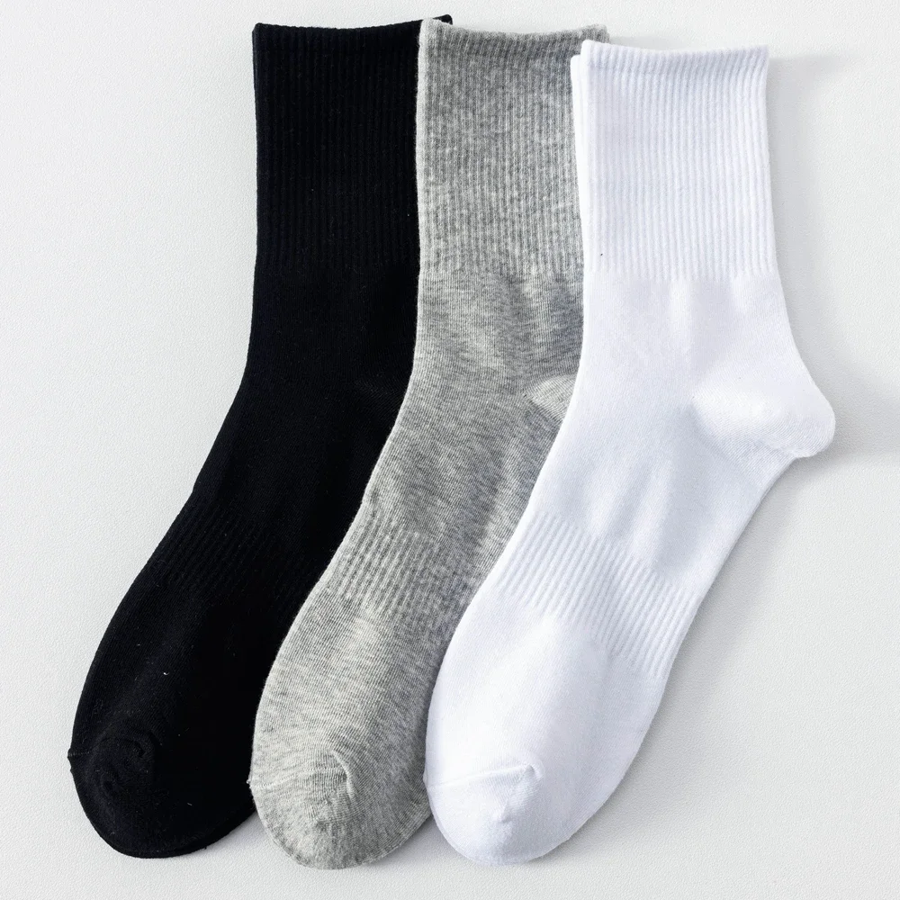 6 Pairs Plus Size EUR45-50 Men Socks High Quality Cotton Ankle Socks Black White Grey Crew Socks Sports
