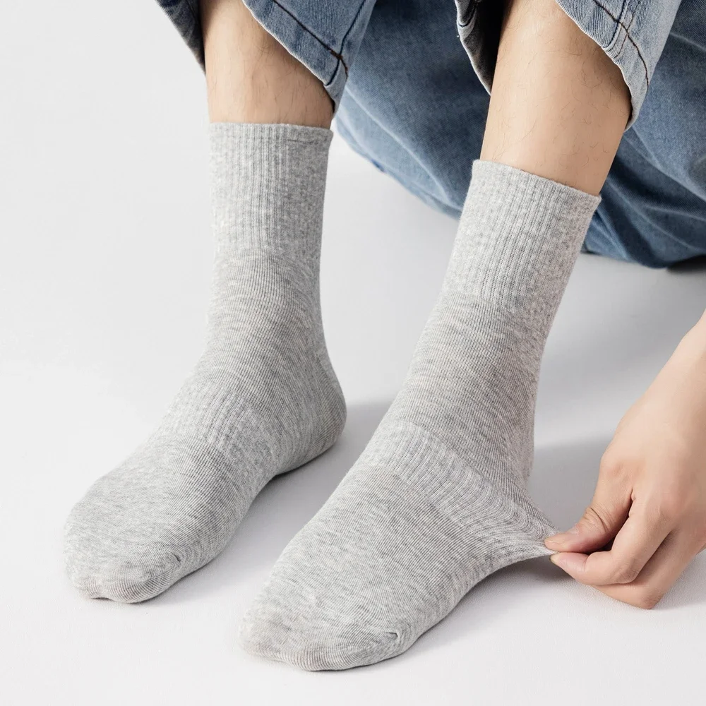 6 Pairs Plus Size EUR45-50 Men Socks High Quality Cotton Ankle Socks Black White Grey Crew Socks Sports