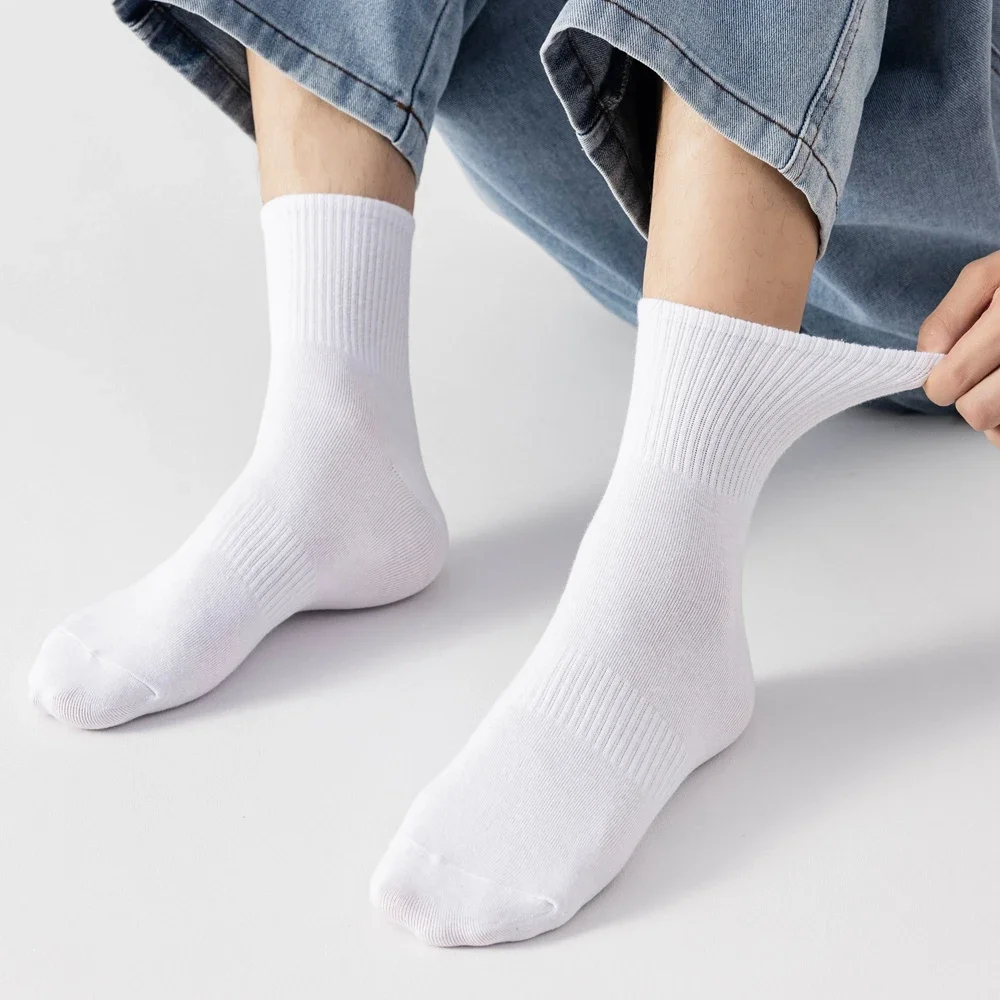 6 Pairs Plus Size EUR45-50 Men Socks High Quality Cotton Ankle Socks Black White Grey Crew Socks Sports