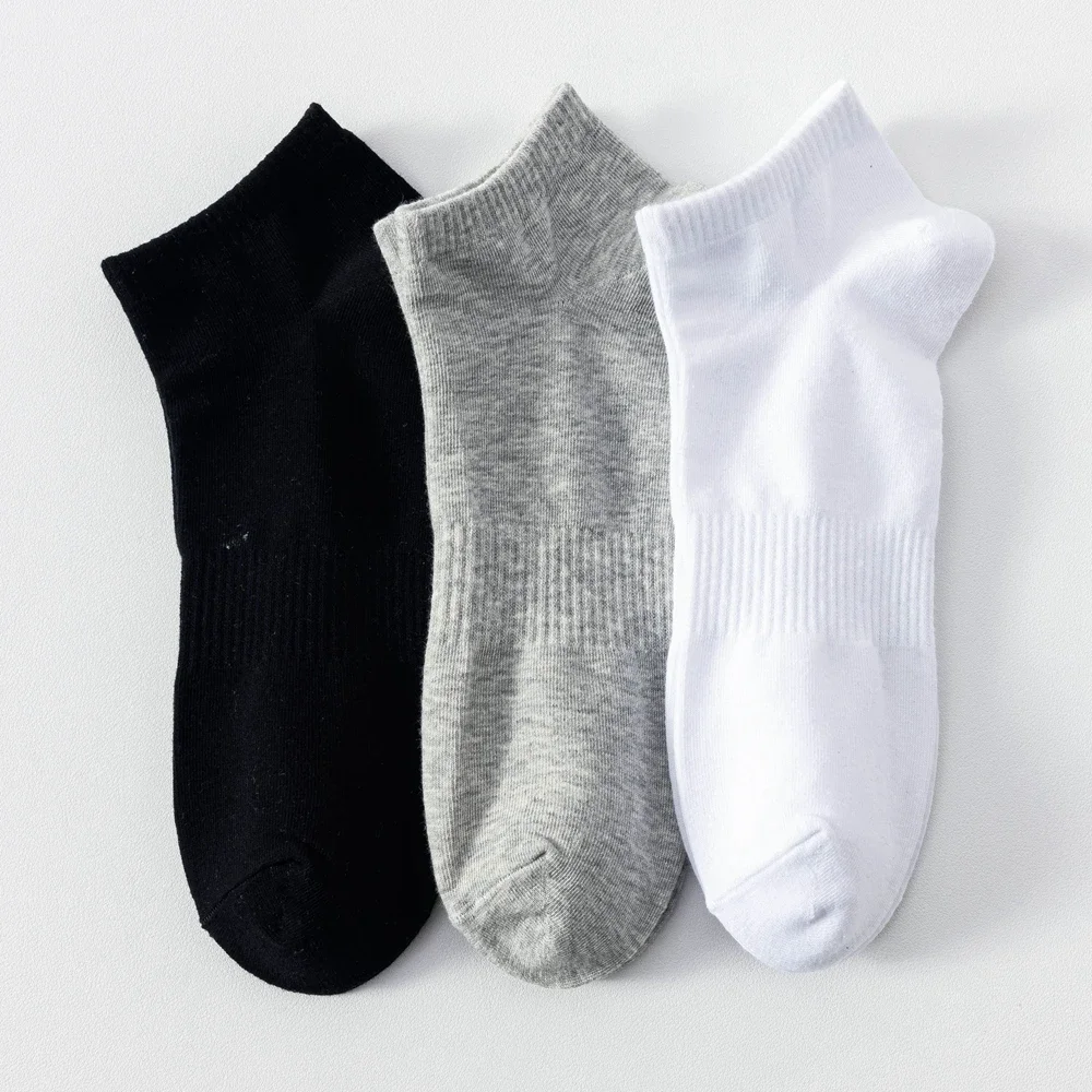 6 Pairs Plus Size EUR45-50 Men Socks High Quality Cotton Ankle Socks Black White Grey Crew Socks Sports