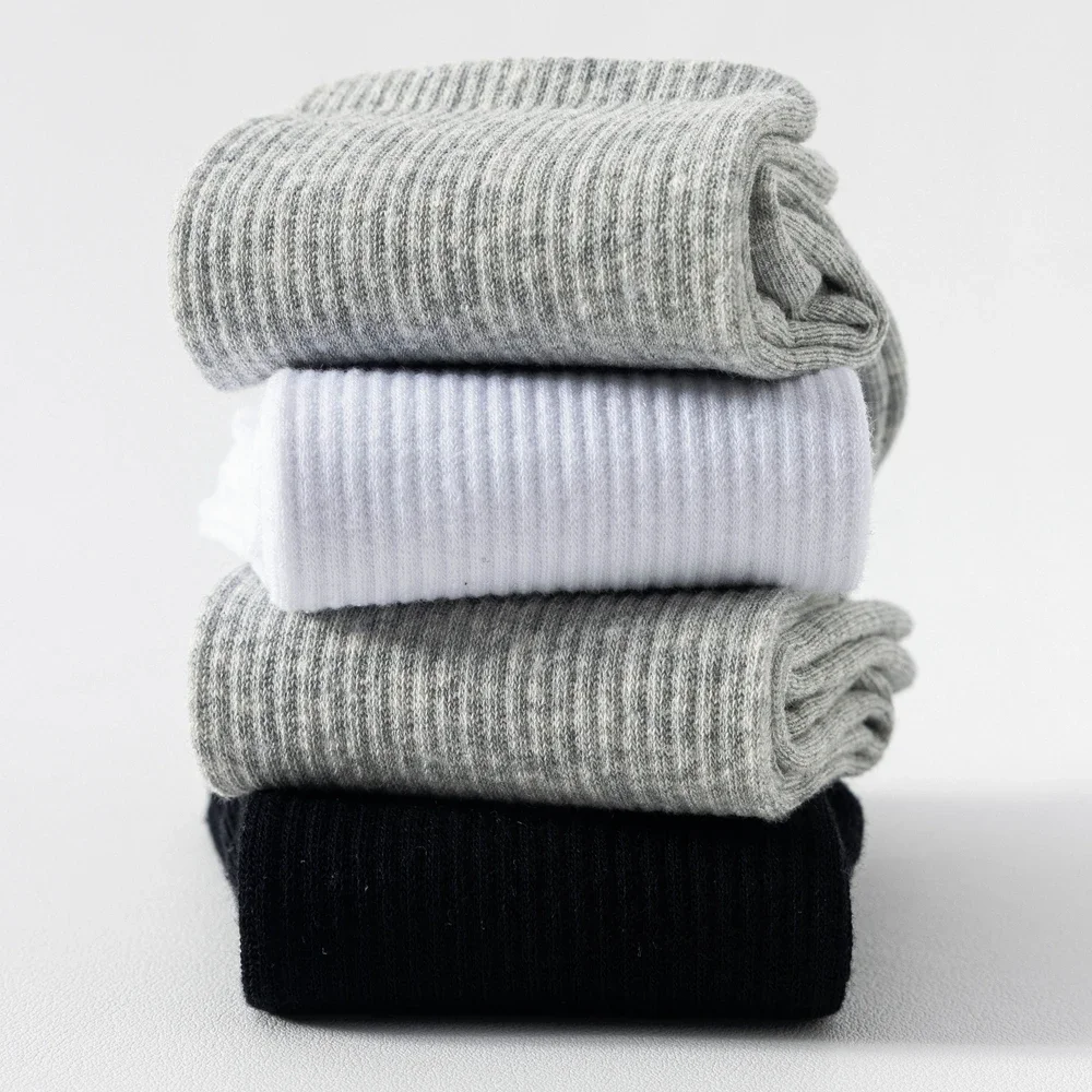 6 Pairs Plus Size EUR45-50 Men Socks High Quality Cotton Ankle Socks Black White Grey Crew Socks Sports