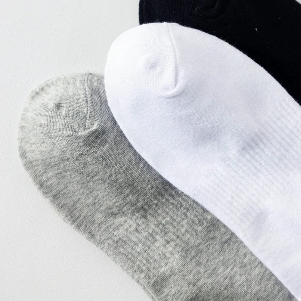 6 Pairs Plus Size EUR45-50 Men Socks High Quality Cotton Ankle Socks Black White Grey Crew Socks Sports