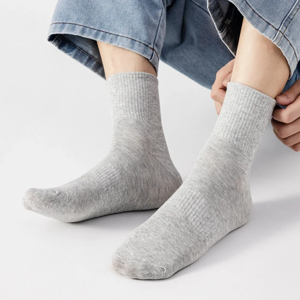 6 Pairs Plus Size EUR45-50 Men Socks High Quality Cotton Ankle Socks Black White Grey Crew Socks Sports