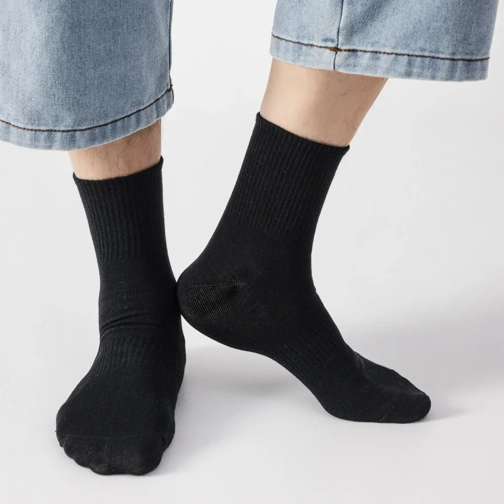 6 Pairs Plus Size EUR45-50 Men Socks High Quality Cotton Ankle Socks Black White Grey Crew Socks Sports