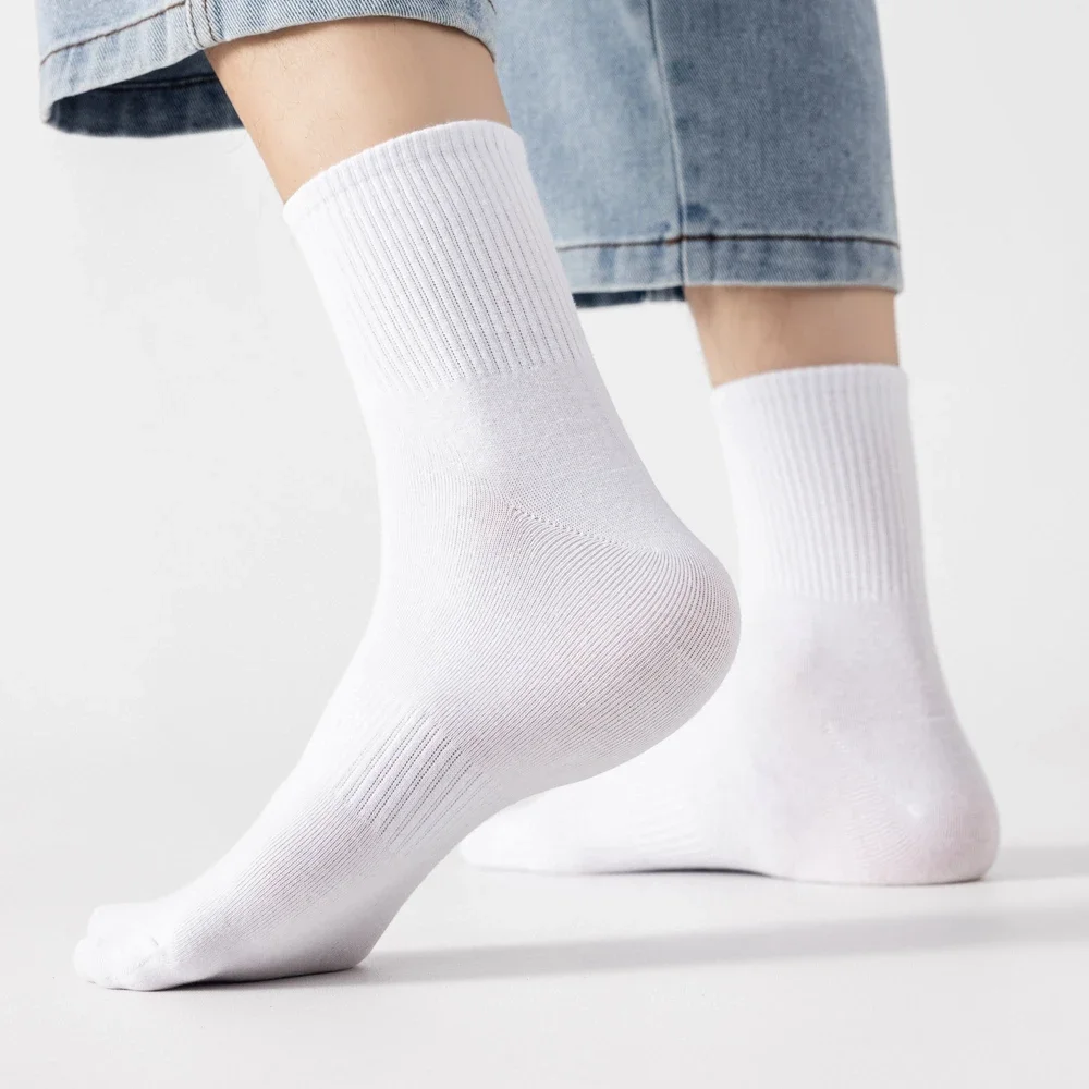 6 Pairs Plus Size EUR45-50 Men Socks High Quality Cotton Ankle Socks Black White Grey Crew Socks Sports