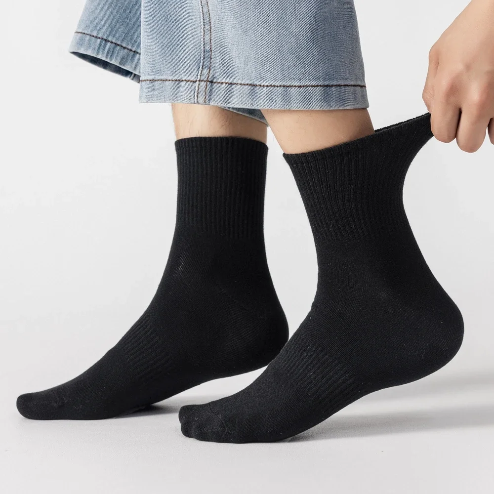 6 Pairs Plus Size EUR45-50 Men Socks High Quality Cotton Ankle Socks Black White Grey Crew Socks Sports