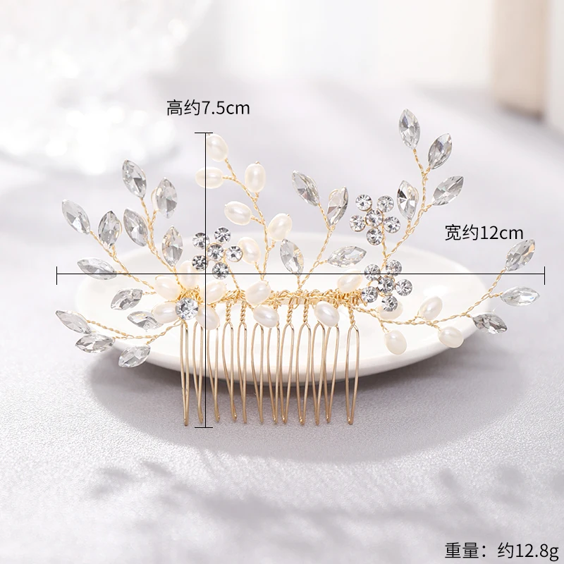 New Pearl Crystal Wedding Hair Combs Hair Accessories Silver Color Women Back Decorative Hair Comb Bridal Headpiece Hair Jewelry