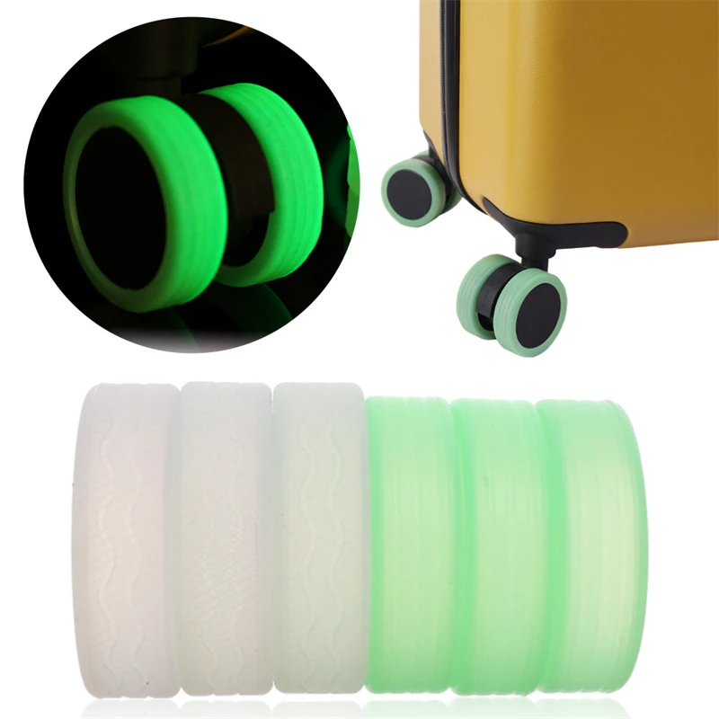 4-20Pcs Luminous Luggage Wheels Protector Silicone Noise Wheels Guard Cover Luggage Accessories Suitcase Wheels Protection Cover