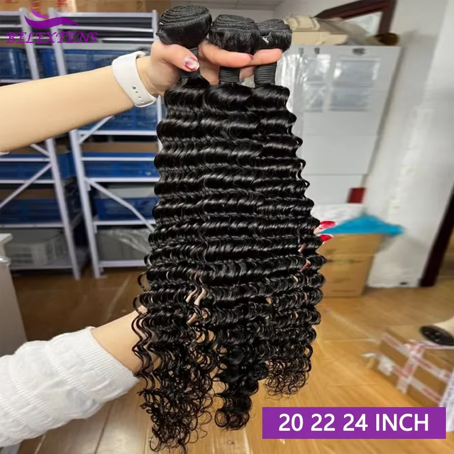 Tissage Deep Wave Human Hair Bundles 20 22 inch Bundles Brazilian Bundles 1/3/4 PCS Human Hair Extensions Delivery 3 Day France