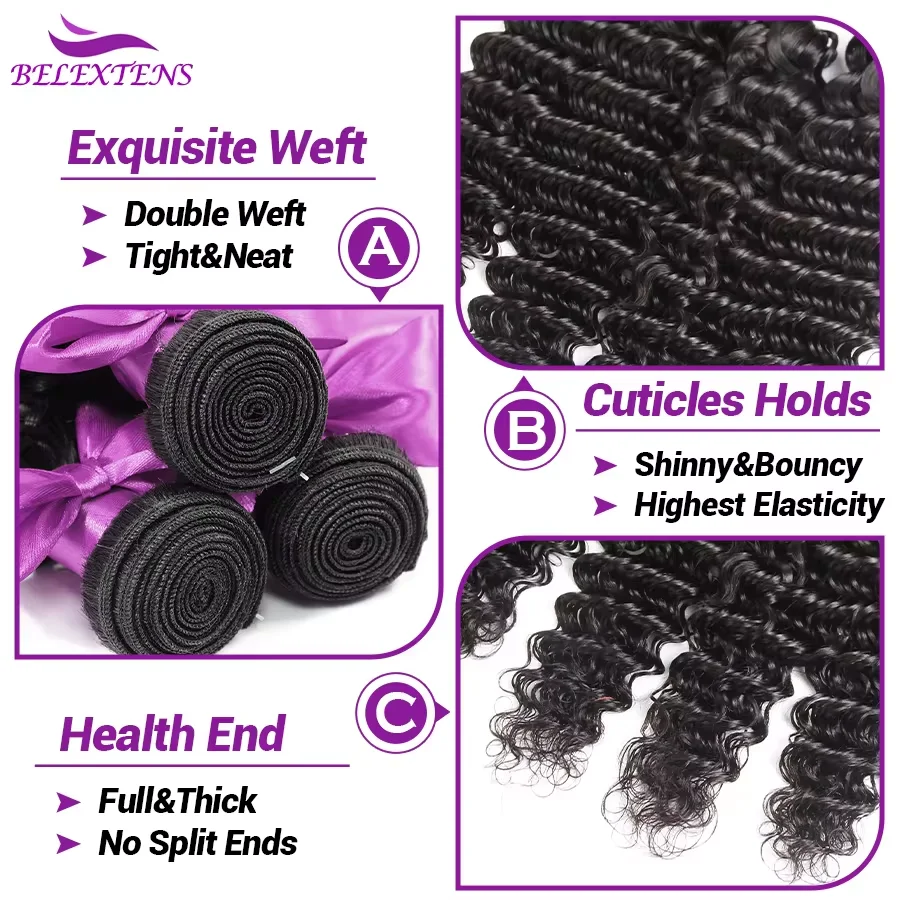 Tissage Deep Wave Human Hair Bundles 20 22 inch Bundles Brazilian Bundles 1/3/4 PCS Human Hair Extensions Delivery 3 Day France