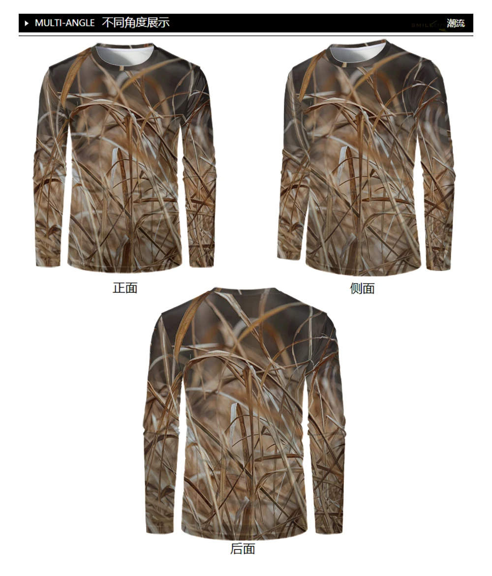 Men Camouflage Forest Hunting T-shirt Utdoor Quick Drying Breathable Hiking Long Sleeve T-shirt Fishing Camping Sports Tops Tees