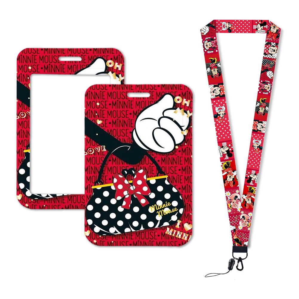 Mickey Mouse Lanyards Keychain Animated Cute Badge Holder ID Credit Card Pass Hang Rope Lanyard for Keys Accessories Gifts