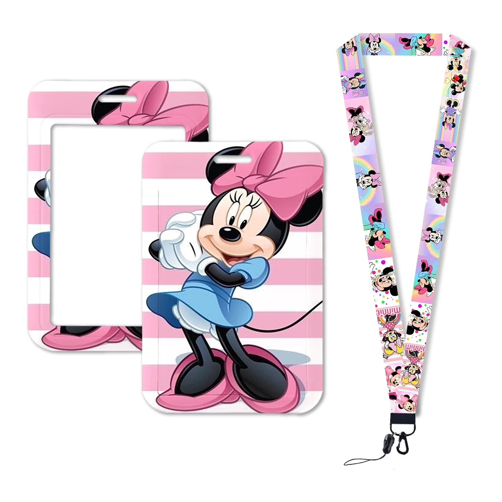 Mickey Mouse Lanyards Keychain Animated Cute Badge Holder ID Credit Card Pass Hang Rope Lanyard for Keys Accessories Gifts