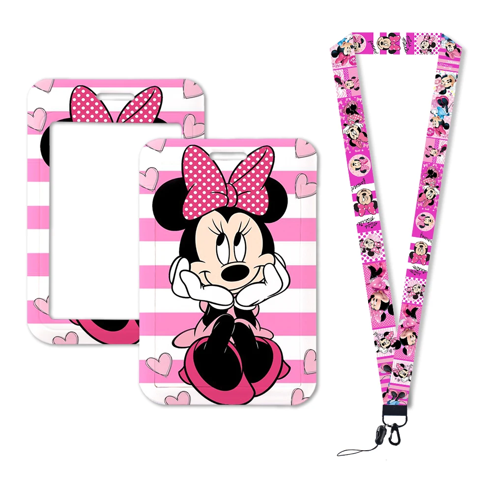 Mickey Mouse Lanyards Keychain Animated Cute Badge Holder ID Credit Card Pass Hang Rope Lanyard for Keys Accessories Gifts