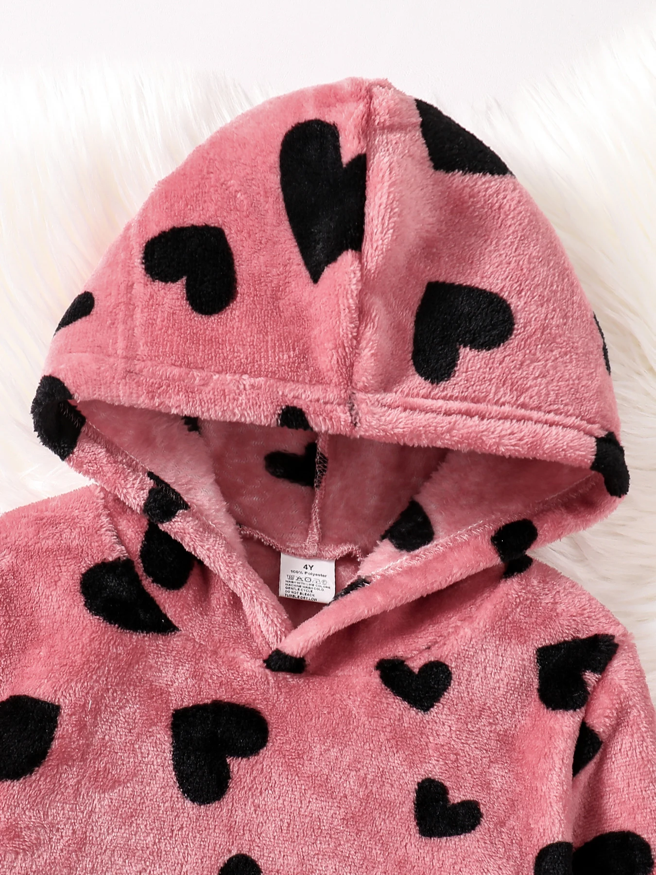 Spring and winter girls fashion home casual 2-piece micro stretch warm comfortable love plush hooded top + stretch tight pants