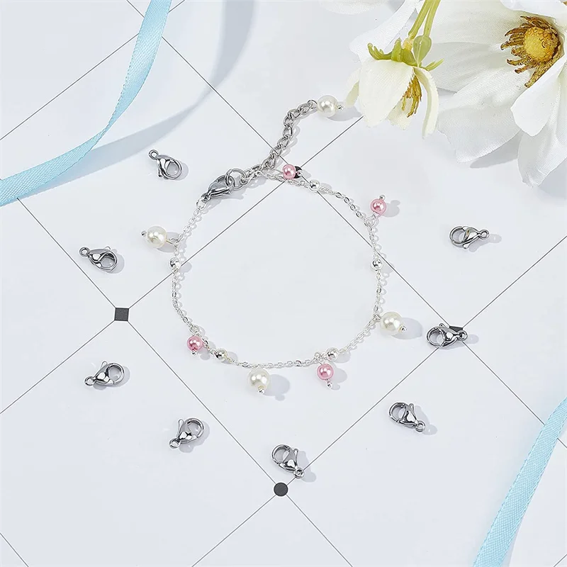 20pcs Stainless Steel Lobster Clasp Fastener Hook Lock for DIY Necklace Bracelet Jewelry Making Supplies Materials Accessories