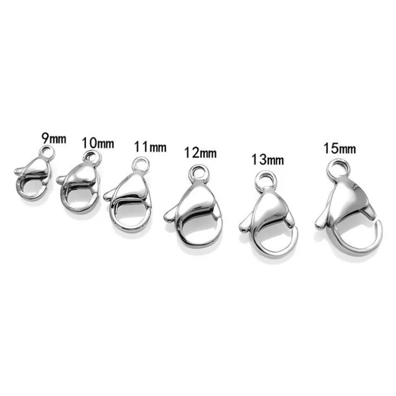 20pcs Stainless Steel Lobster Clasp Fastener Hook Lock for DIY Necklace Bracelet Jewelry Making Supplies Materials Accessories