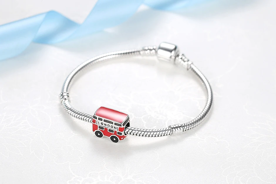 Original 925 Sterling Silver Charms Camera Suitcase London Bus Pendant Beads Fit Bracelets Necklaces Jewelry For Women