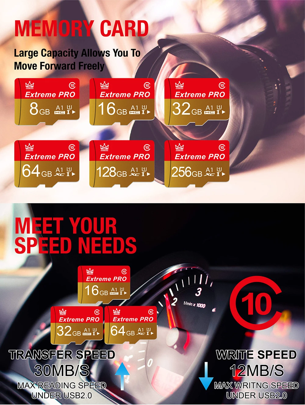 Memory Card 16GB 32GB Mini SD Card 64GB 128GB 256GB MiniSD Max Uitra C10 TF Card Cartao De Memoria for Mobile Phone Monitoring