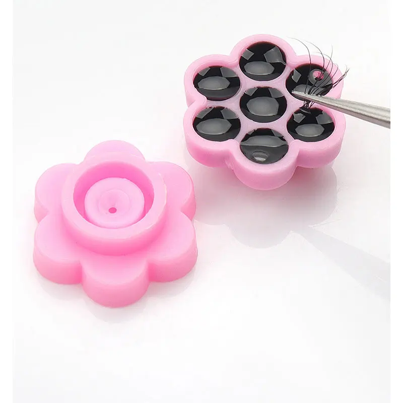 100Pcs False Eyelashes Blooming Cups Planting Grafting Rapid Bloom Sun Flower Glue Cup Fan Eyelash Extension Makeup Tools