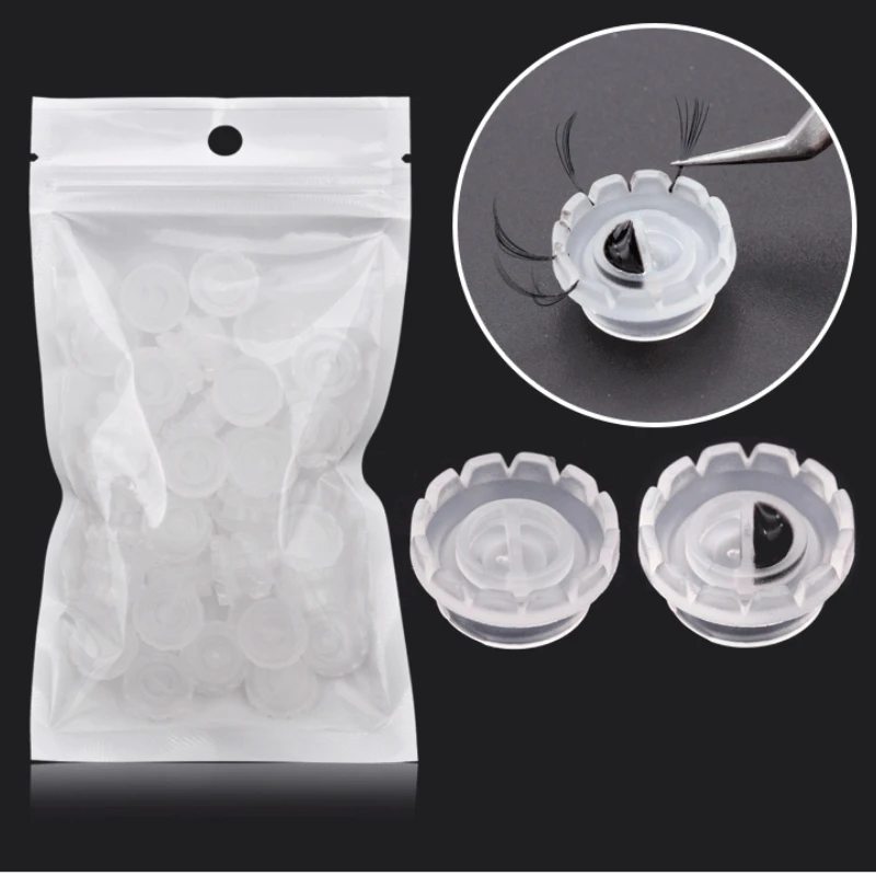 100Pcs False Eyelashes Blooming Cups Planting Grafting Rapid Bloom Sun Flower Glue Cup Fan Eyelash Extension Makeup Tools