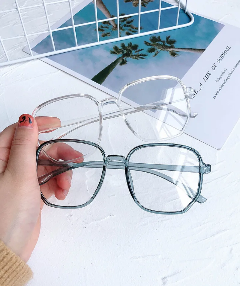 2021 New Anti-blue Myopia Glasses Women&Men Big Oversized Glasses Frame Nearsighted Prescription Glasses -1.0,-1.5,-2.0 To -6.0