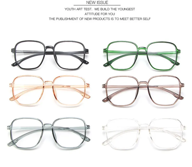 2021 New Anti-blue Myopia Glasses Women&Men Big Oversized Glasses Frame Nearsighted Prescription Glasses -1.0,-1.5,-2.0 To -6.0