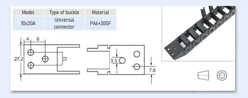 open Drag Chain bridge type 7x7 10x10 10x15 10x20 15x20 18x18 L1m Cable Carrier with Ends for CNC 3D printer Voron Trident 2.4