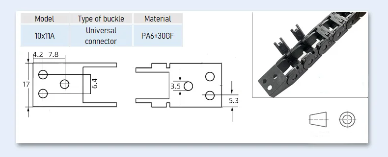 open Drag Chain bridge type 7x7 10x10 10x15 10x20 15x20 18x18 L1m Cable Carrier with Ends for CNC 3D printer Voron Trident 2.4
