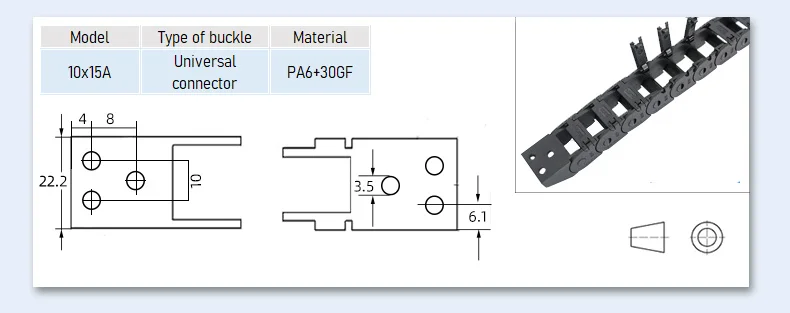 open Drag Chain bridge type 7x7 10x10 10x15 10x20 15x20 18x18 L1m Cable Carrier with Ends for CNC 3D printer Voron Trident 2.4