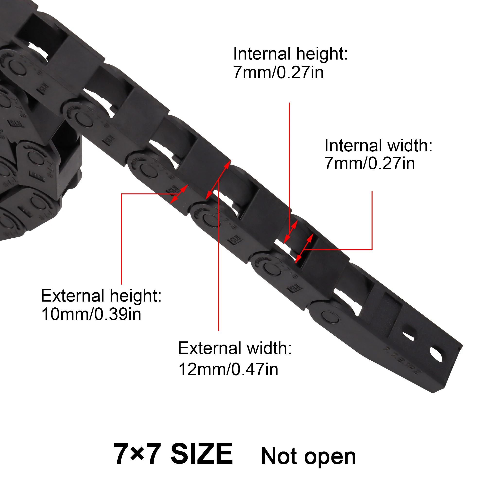 open Drag Chain bridge type 7x7 10x10 10x15 10x20 15x20 18x18 L1m Cable Carrier with Ends for CNC 3D printer Voron Trident 2.4