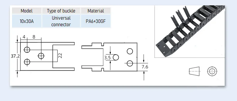 open Drag Chain bridge type 7x7 10x10 10x15 10x20 15x20 18x18 L1m Cable Carrier with Ends for CNC 3D printer Voron Trident 2.4