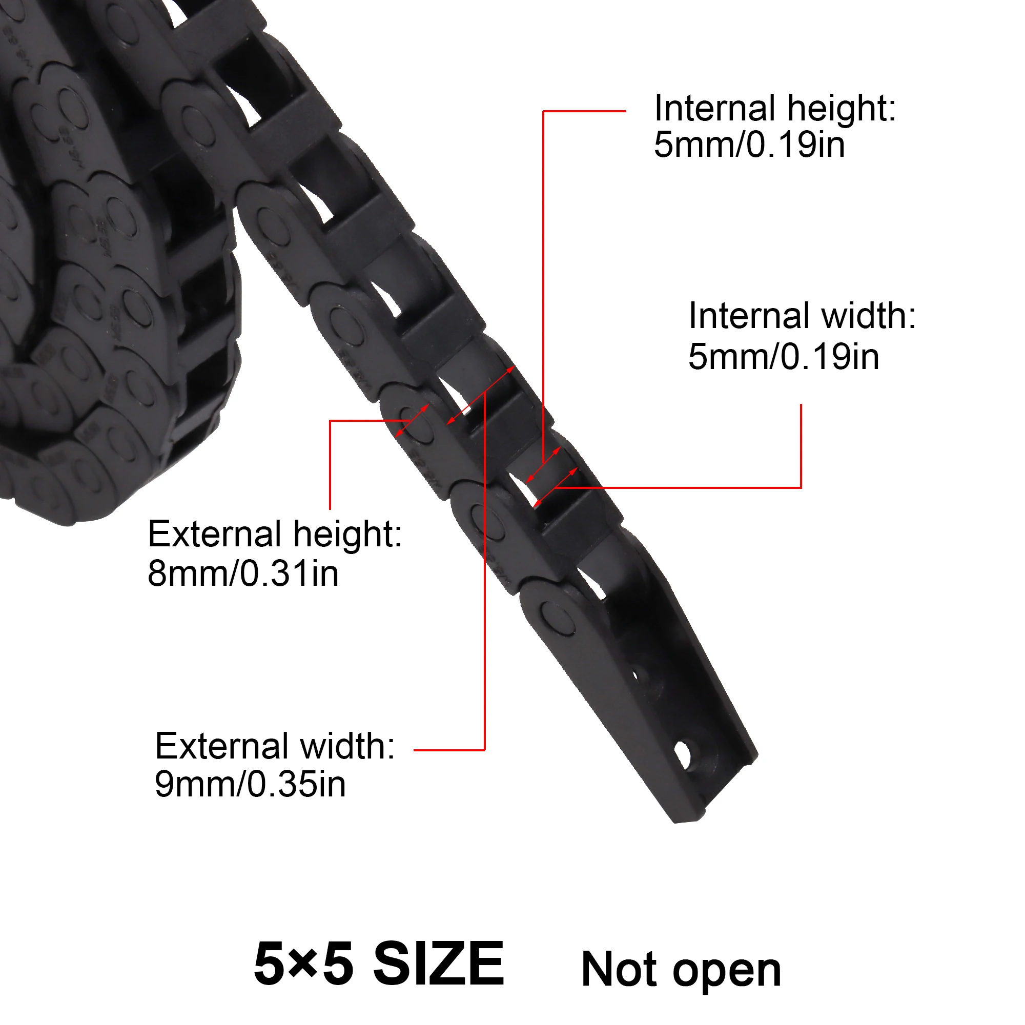 open Drag Chain bridge type 7x7 10x10 10x15 10x20 15x20 18x18 L1m Cable Carrier with Ends for CNC 3D printer Voron Trident 2.4