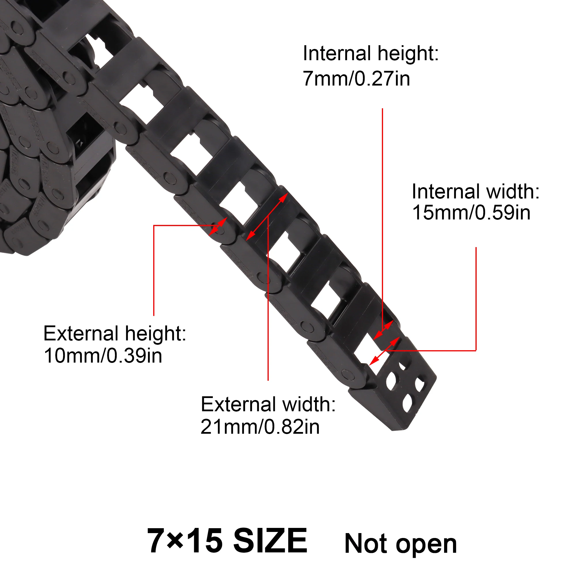 open Drag Chain bridge type 7x7 10x10 10x15 10x20 15x20 18x18 L1m Cable Carrier with Ends for CNC 3D printer Voron Trident 2.4