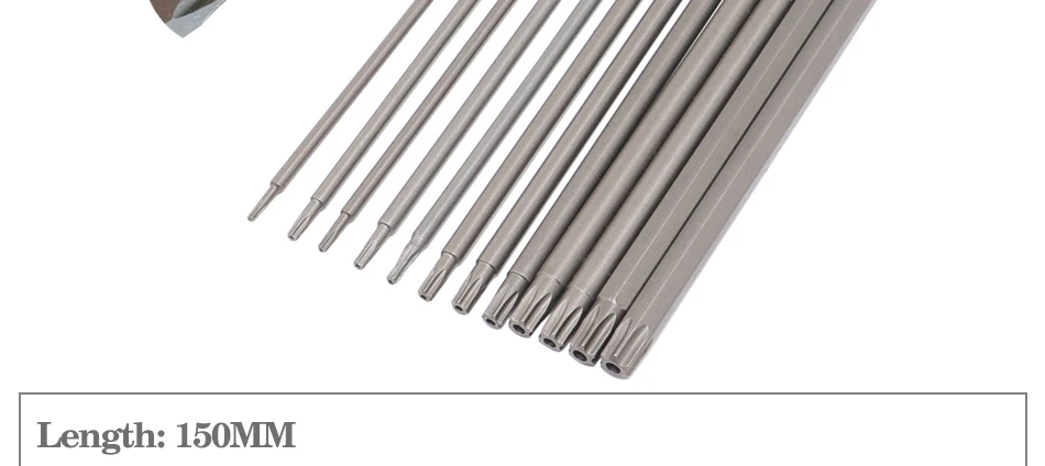8pcs/12pcs 50mm-200mm T6-T45 Magnetic Torx Screwdriver Bits Set Electric Screwdriver head T10, T15, T20, T25, T27, T30 T35 T45