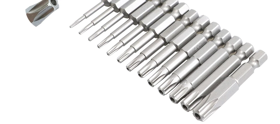 8pcs/12pcs 50mm-200mm T6-T45 Magnetic Torx Screwdriver Bits Set Electric Screwdriver head T10, T15, T20, T25, T27, T30 T35 T45