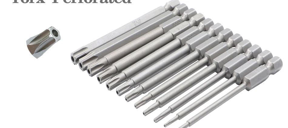 8pcs/12pcs 50mm-200mm T6-T45 Magnetic Torx Screwdriver Bits Set Electric Screwdriver head T10, T15, T20, T25, T27, T30 T35 T45