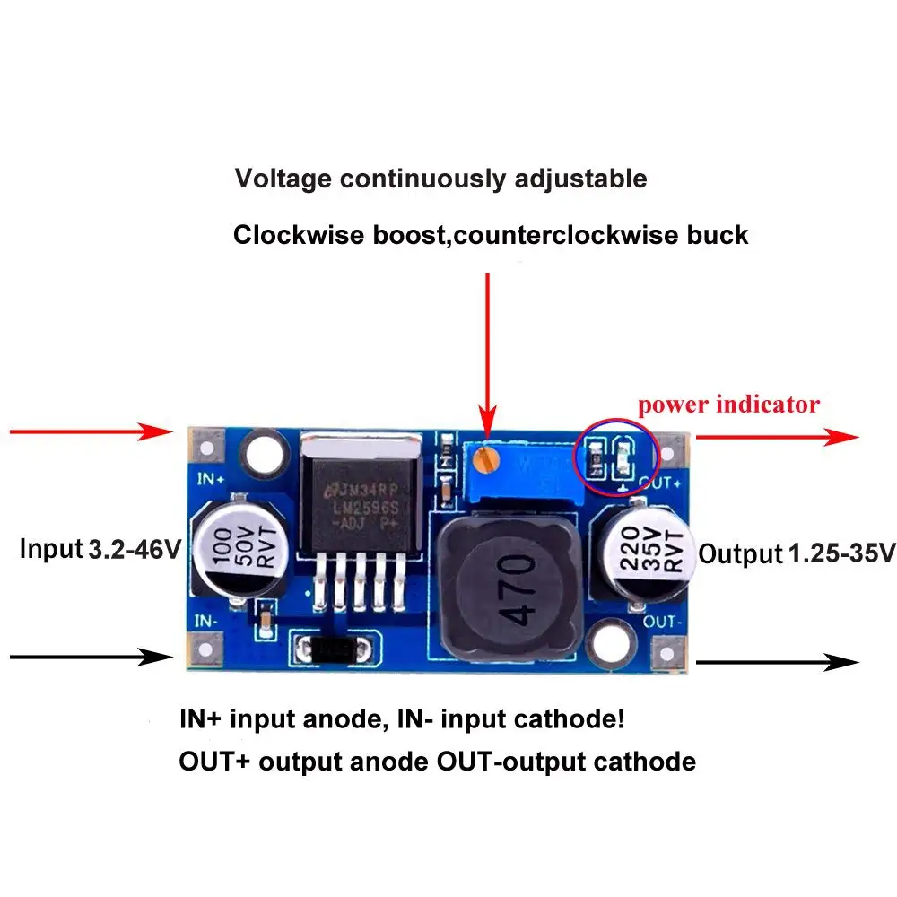 LM2596s DC-DC Step-down Power Supply Module 3A Adjustable Step-Down Module LM2596 Voltage Regulator 24V 12V 5V 3V