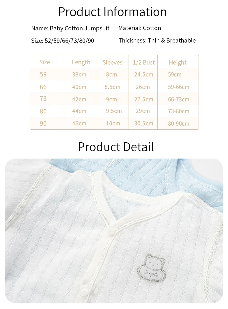 Bodysuit for Newborns Baby Clothes Sleepwear Summer Thin Baby Romper Overalls Jumpsuits Baby Romper Infants SolidClimb