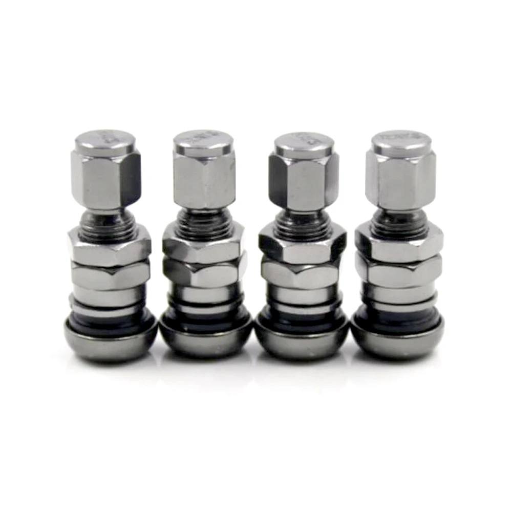 4Pcs Car Truck Motorcycle Valve Short Stems Metal Bolt Tire Valve Stem Kit with Dust Cap