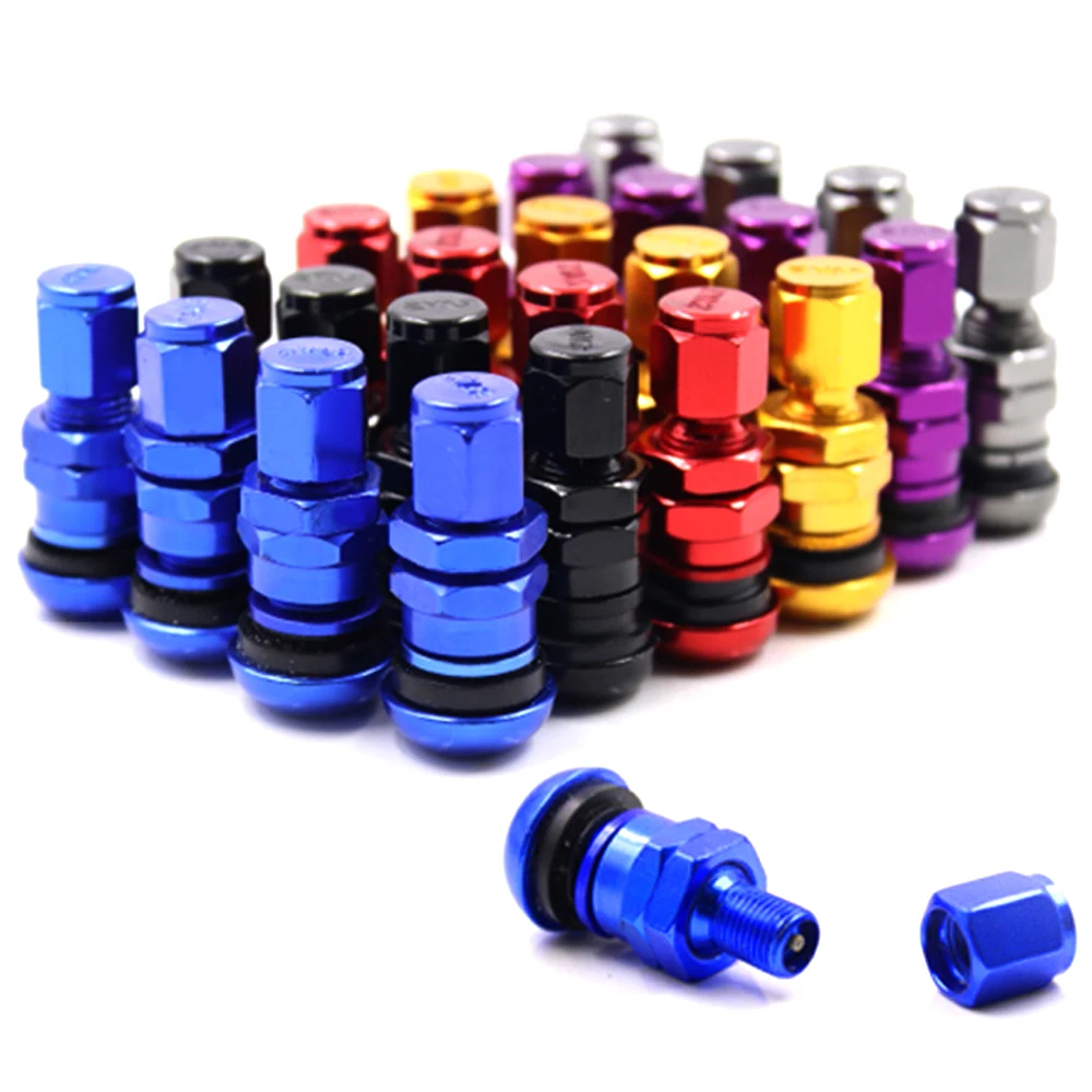 4Pcs Car Truck Motorcycle Valve Short Stems Metal Bolt Tire Valve Stem Kit with Dust Cap