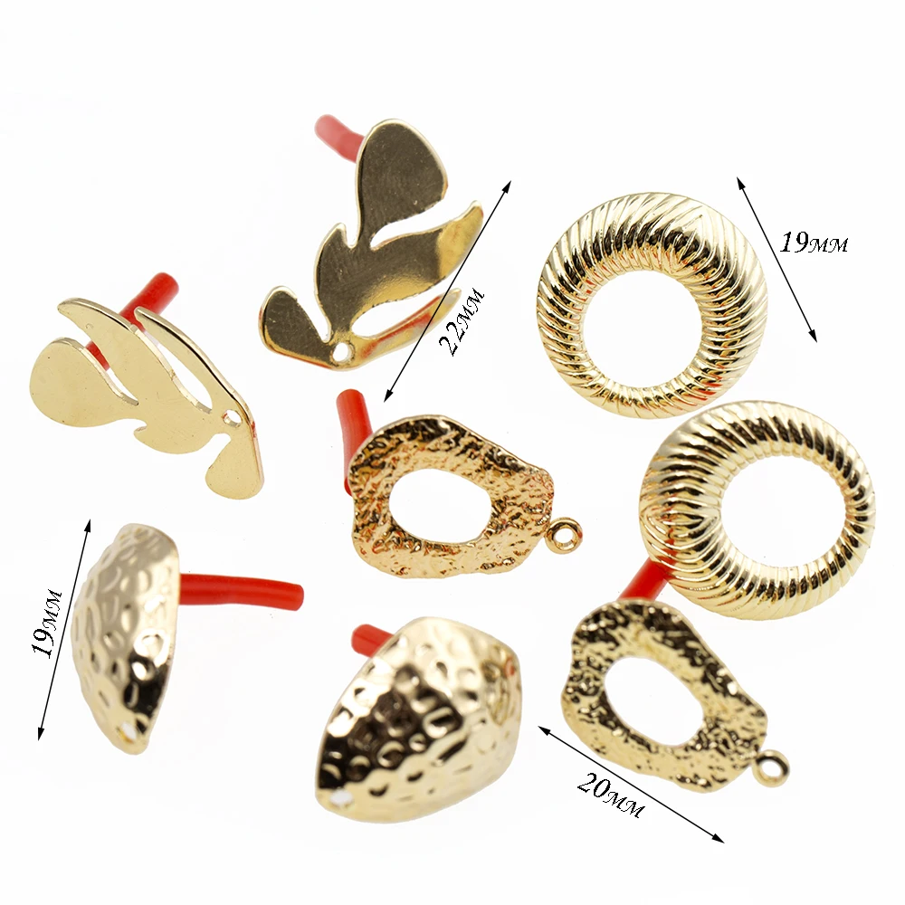 10Pcs DIY Earrings Setting Matt Golden Square Hollow Star Stud Earrings Connectors Earrings Base for Jewelry Making Accessories
