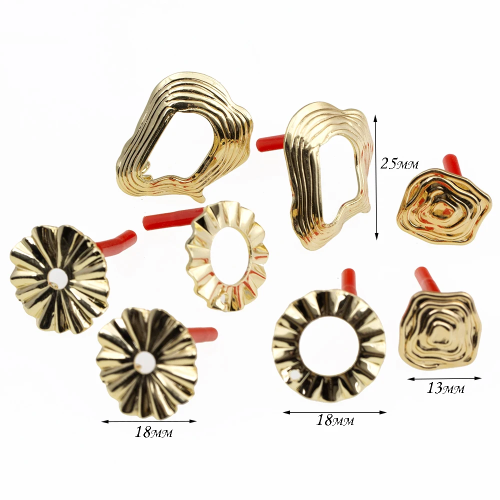 10Pcs DIY Earrings Setting Matt Golden Square Hollow Star Stud Earrings Connectors Earrings Base for Jewelry Making Accessories