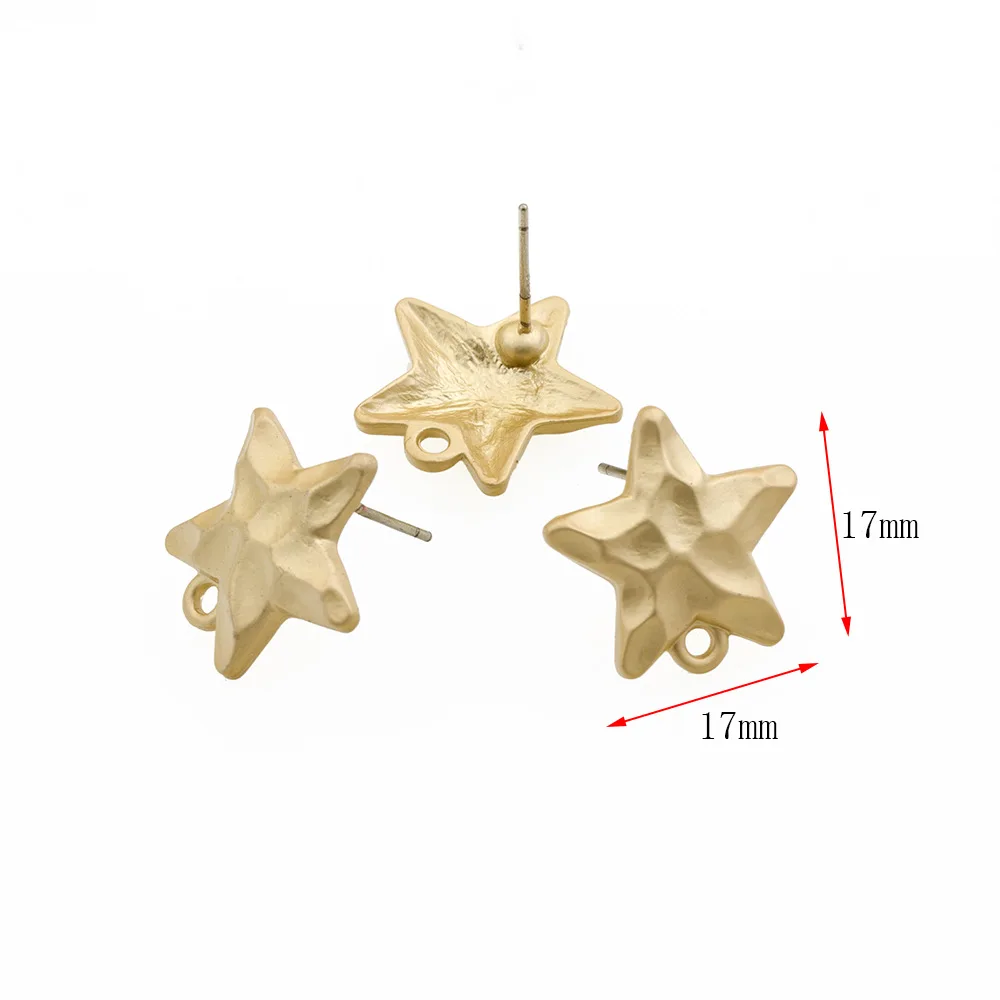 10Pcs DIY Earrings Setting Matt Golden Square Hollow Star Stud Earrings Connectors Earrings Base for Jewelry Making Accessories