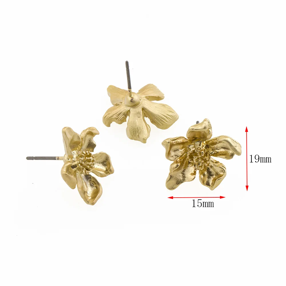 10Pcs DIY Earrings Setting Matt Golden Square Hollow Star Stud Earrings Connectors Earrings Base for Jewelry Making Accessories