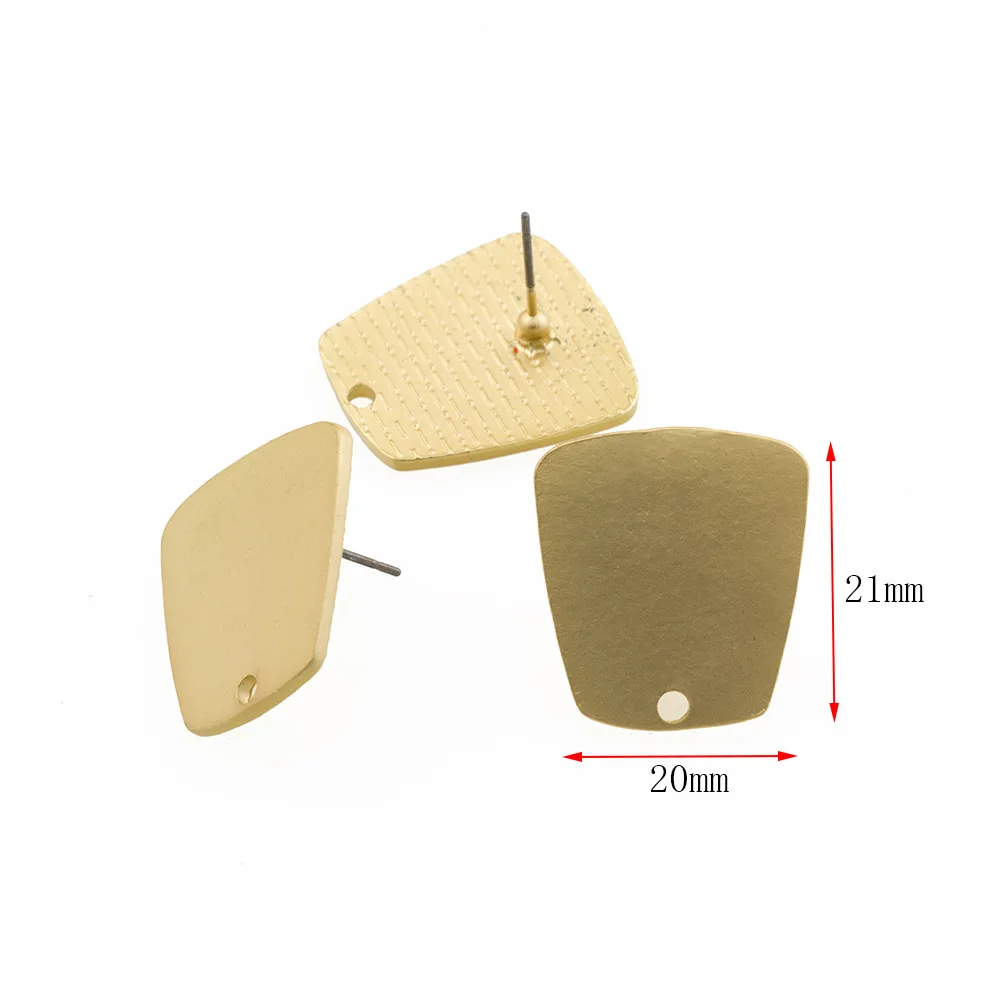 10Pcs DIY Earrings Setting Matt Golden Square Hollow Star Stud Earrings Connectors Earrings Base for Jewelry Making Accessories