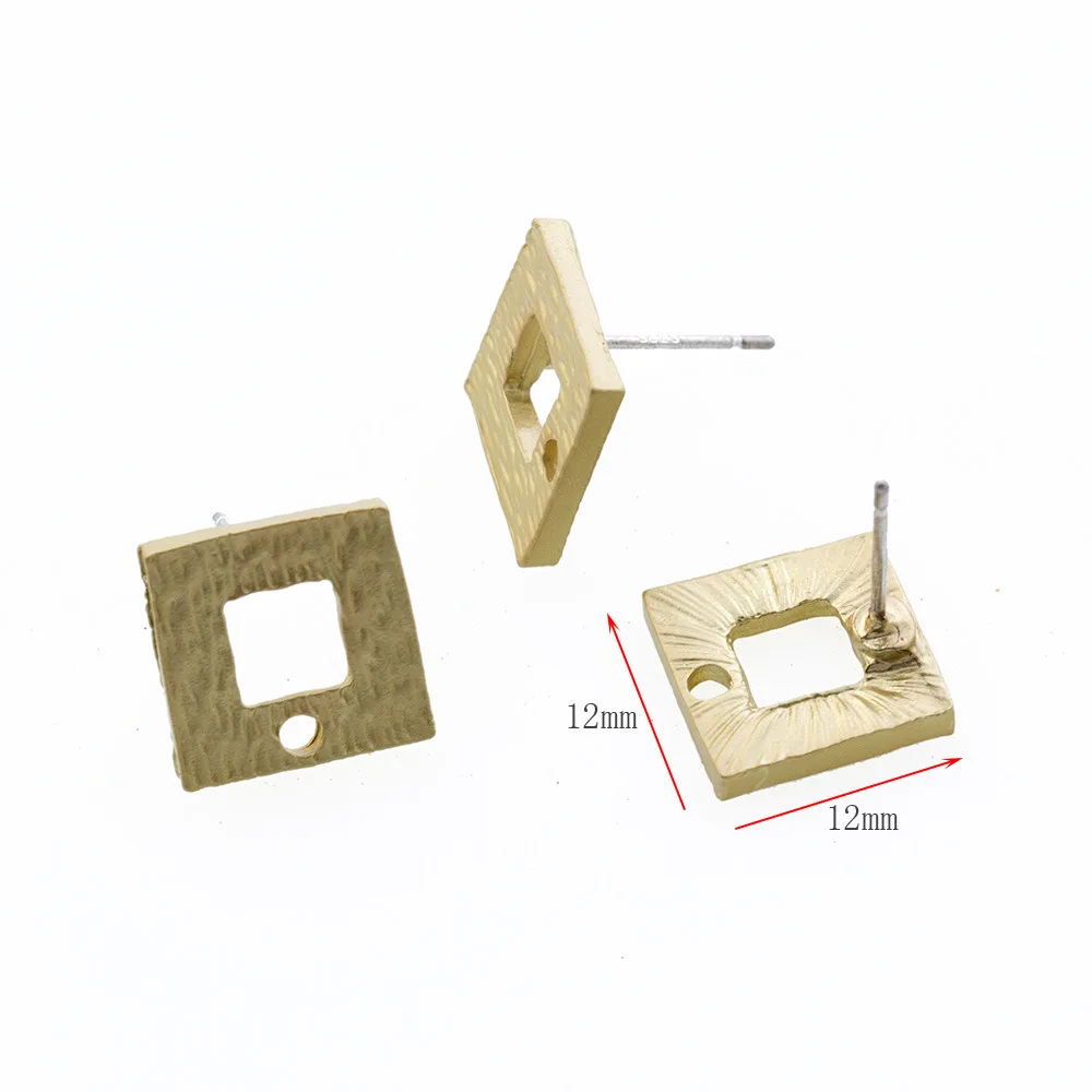 10Pcs DIY Earrings Setting Matt Golden Square Hollow Star Stud Earrings Connectors Earrings Base for Jewelry Making Accessories